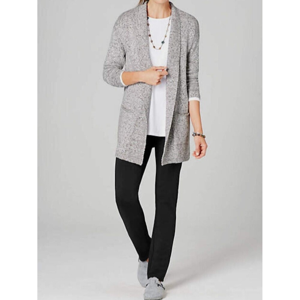 J. Jill Pure Jill Marled Open-Front Cardi cozy minimalist lagenlook capsule S